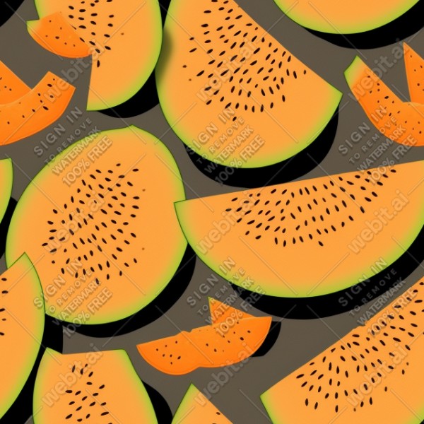 Cantaloupe illustration wall texture, trending on artstation, base color, albedo, detailed, 4k
