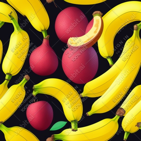 Banana fruit illustration graphic design wall texture, trending on artstation, base color, albedo, detailed, 4k