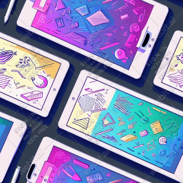 Tablet tech illustration graphic design vector, trending on artstation, base color, albedo, detailed, 4k