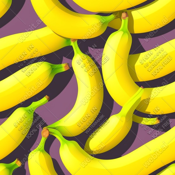 Banana fruit illustration graphic design wall texture, trending on artstation, base color, albedo, detailed, 4k