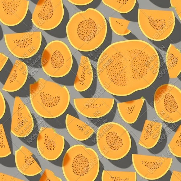Cantaloupe illustration wall texture, trending on artstation, base color, albedo, detailed, 4k