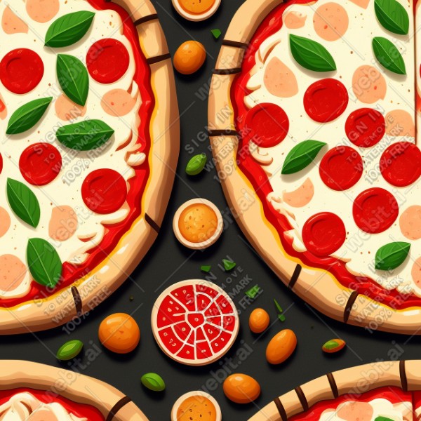 Pizza illustration design texture, trending on artstation, base color, albedo, detailed, 4k