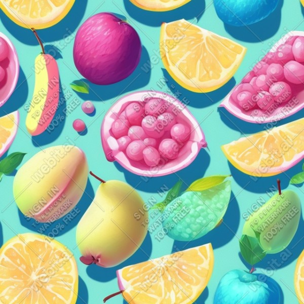Pastel fruits flat illustration, trending on artstation, base color, albedo, detailed, 4k
