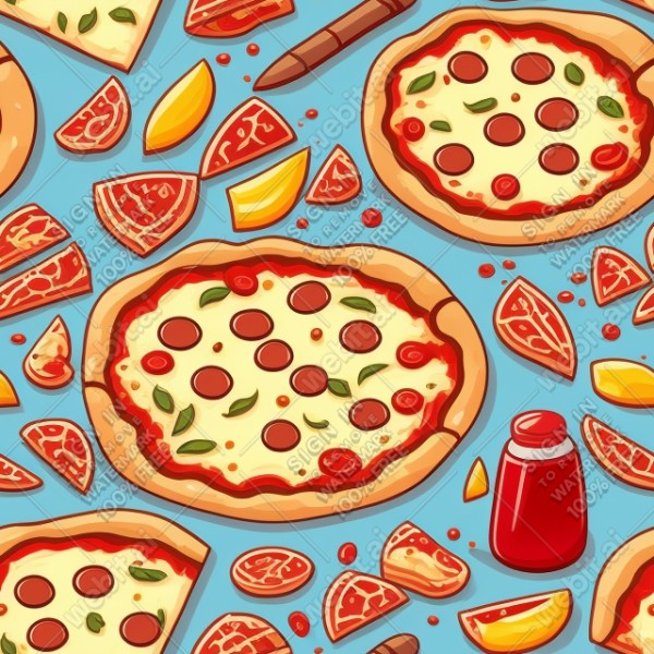 Pizza illustration design texture, trending on artstation, base color, albedo, detailed, 4k