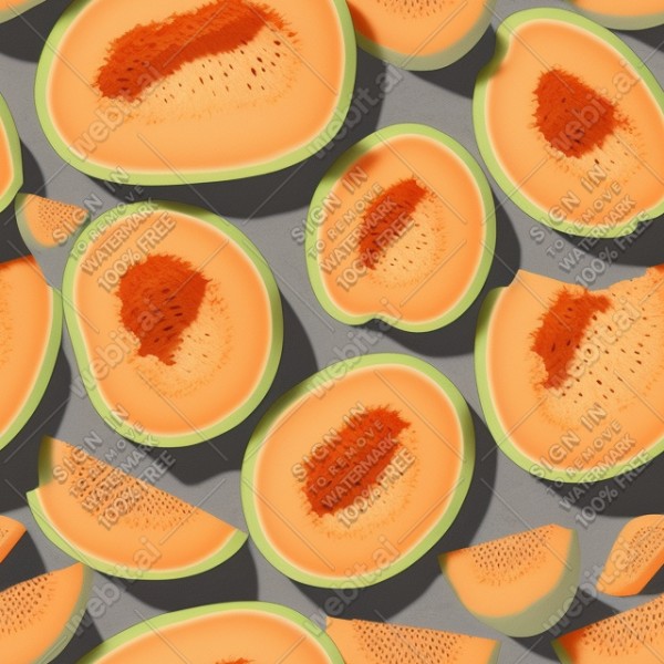 Cantaloupe illustration wall texture, trending on artstation, base color, albedo, detailed, 4k