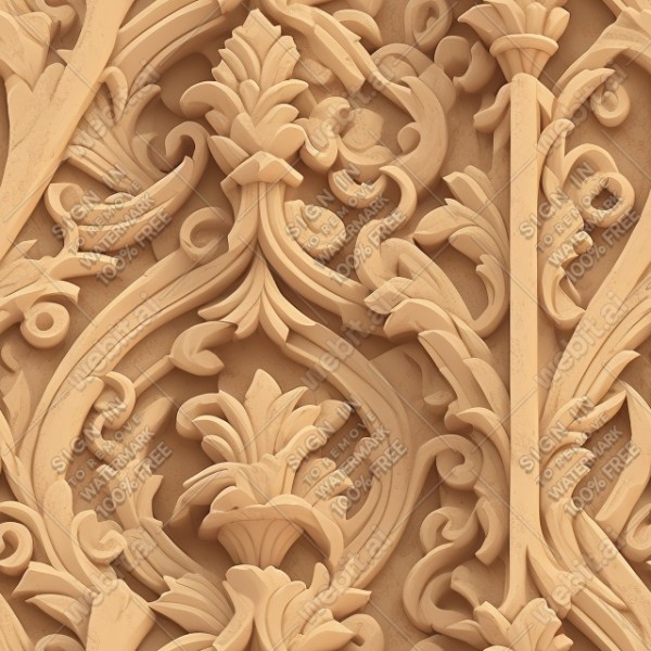 Ornate temple wall flat texture, trending on artstation, base color, albedo, detailed, 4k