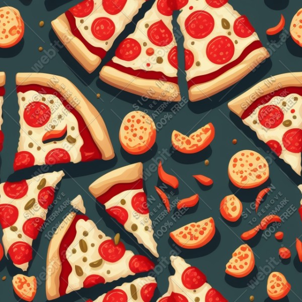 Pizza illustration design texture, trending on artstation, base color, albedo, detailed, 4k